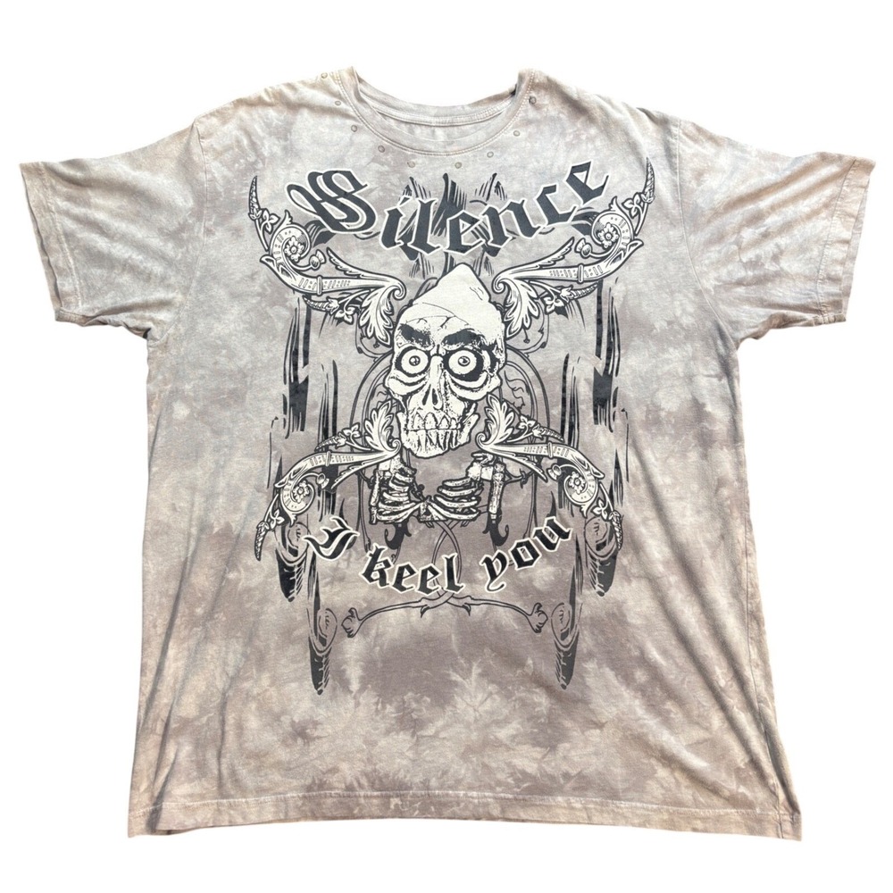 Jeff Dunham Achmed Silence I Keel You Grey Tie Dye Graphic T-Shirt Mens XXL Y2K